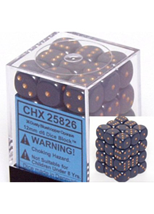 Chessex Opaque 36x 12mm Dice Dusty Blue with Gold